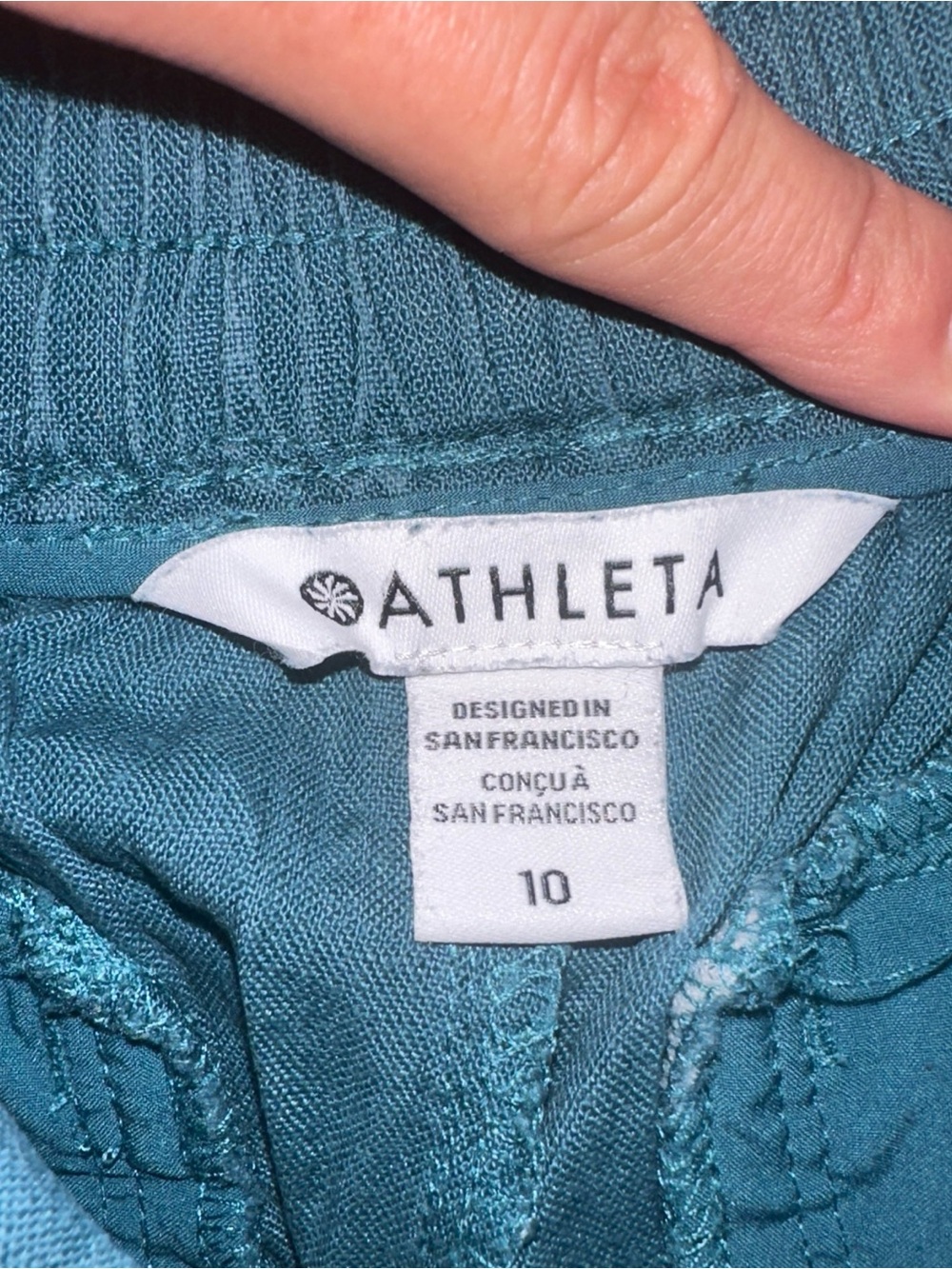 Athleta Playa Linen Wide Leg Crop Pants Womens 10 Teal Pleated High Rise 798591 - Picture 3 of 12